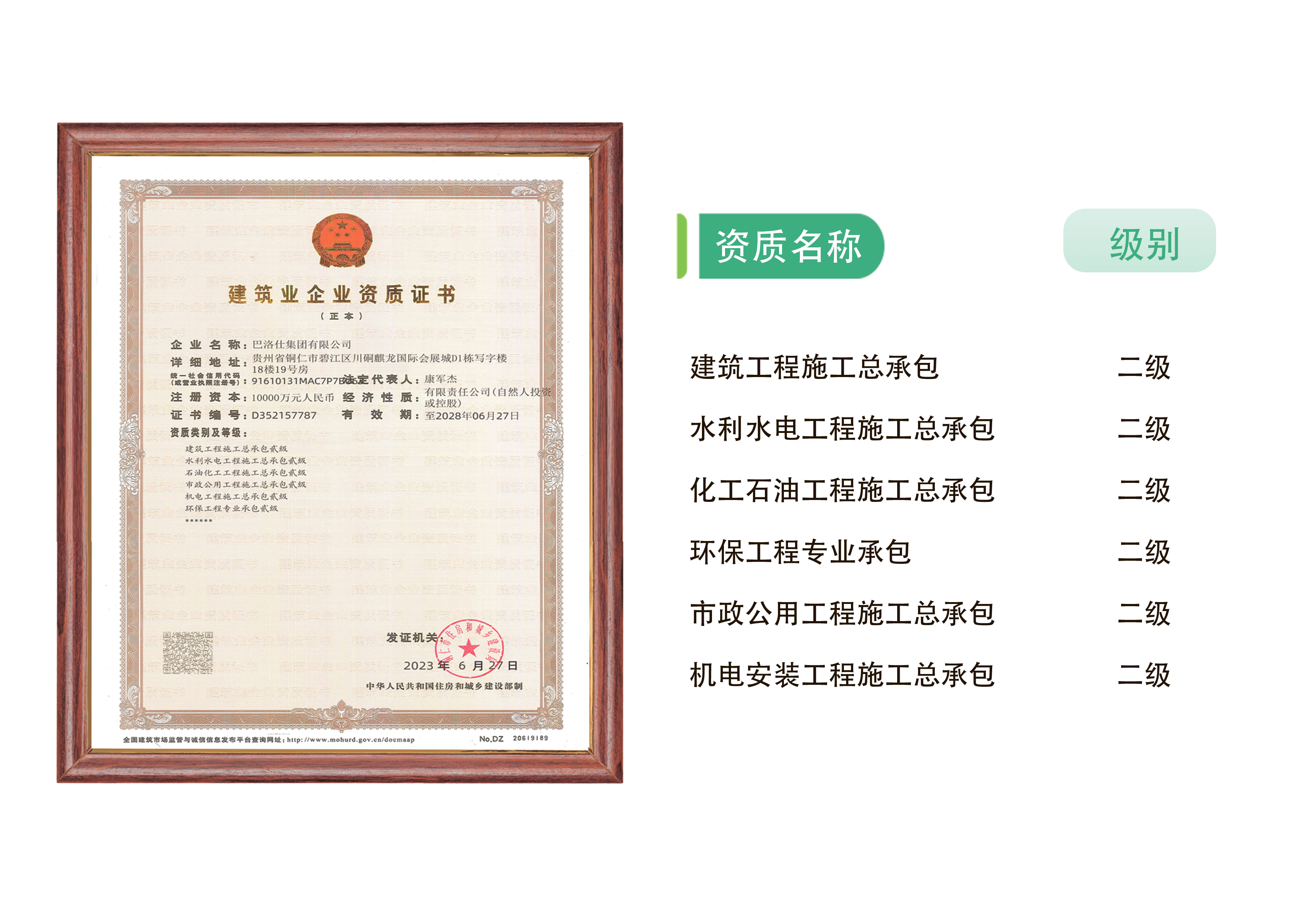 建筑工程资质证书
